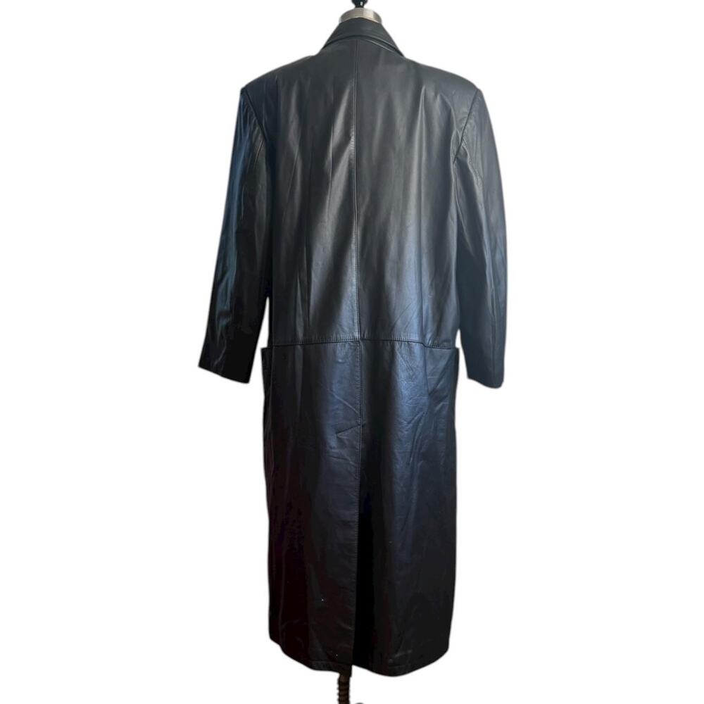 Vintage G-III Black leather trench coat size M - Picture 4 of 8